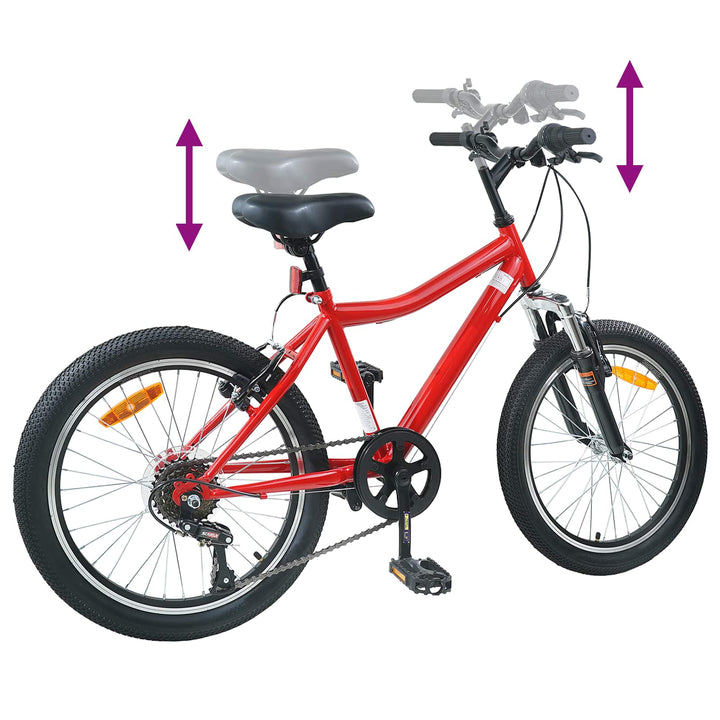Børnecykel 24 tommer 6-Speed til 8-12 år Rød