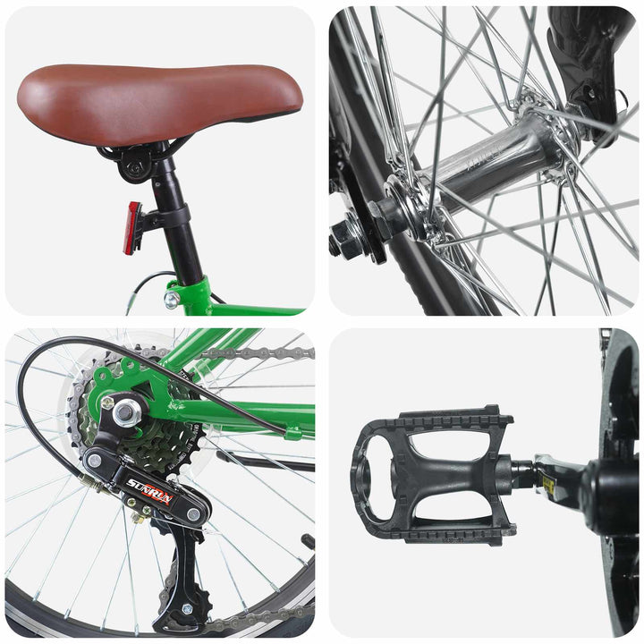 Børnecykel 24 tommer 6-Speed til 8-12 år Grøn