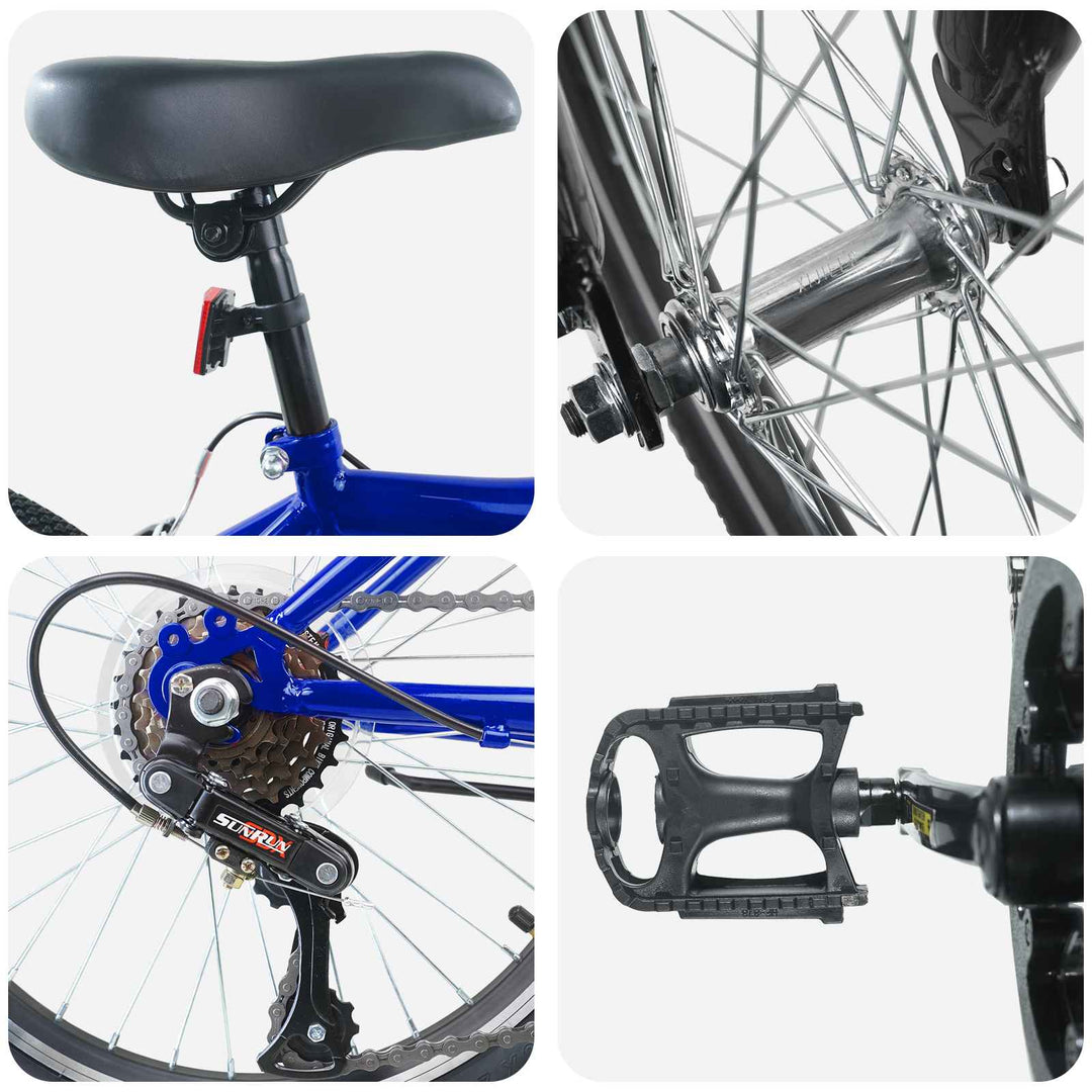 Børnecykel 24 tommer 6-Speed til 8-12 år Mørk blå