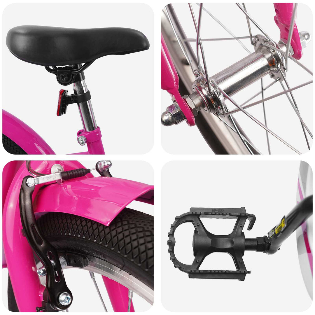 Børnecykel 18 tommer til 5-7 år gammel Mørk pink
