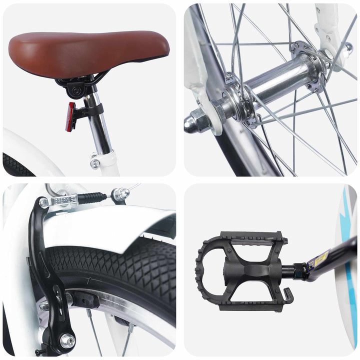 Børnecykel 20 tommer til børn i alderen 6-11 år Hvid