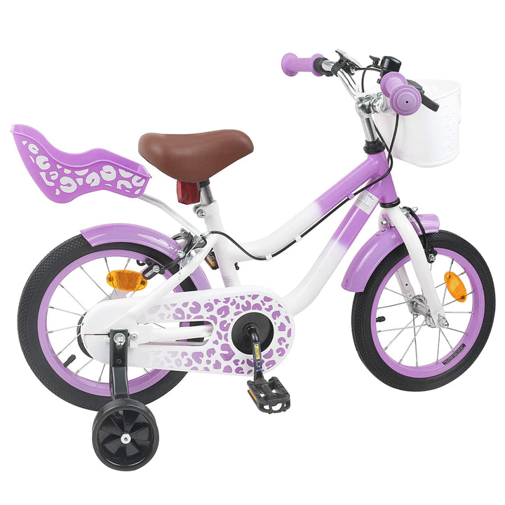 Børnecykel Med Trænehjul 16 tommer til 4-6 år gamle Lilla