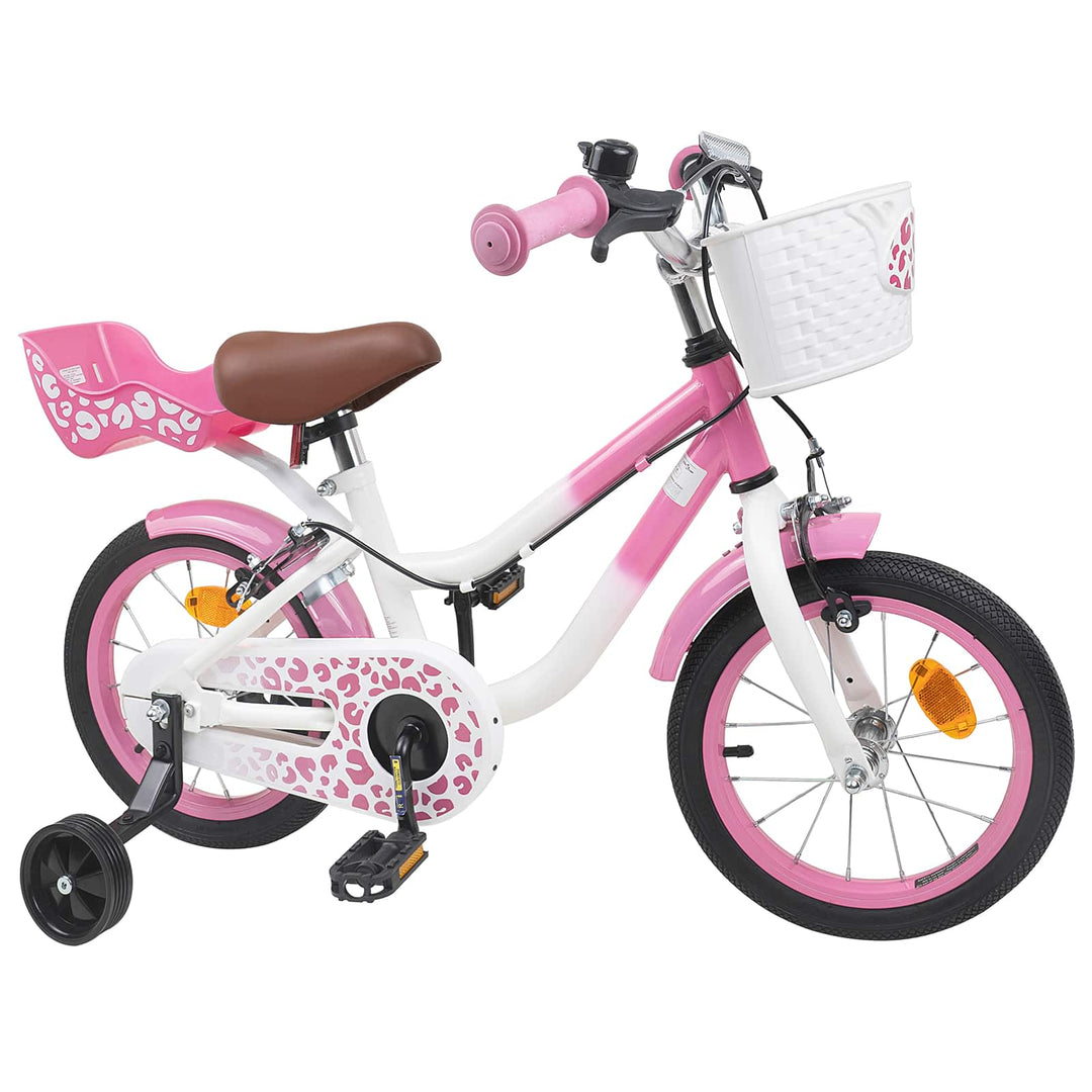 Børnecykel Med Trænehjul 16 tommer til 4-6 år gamle Lys pink