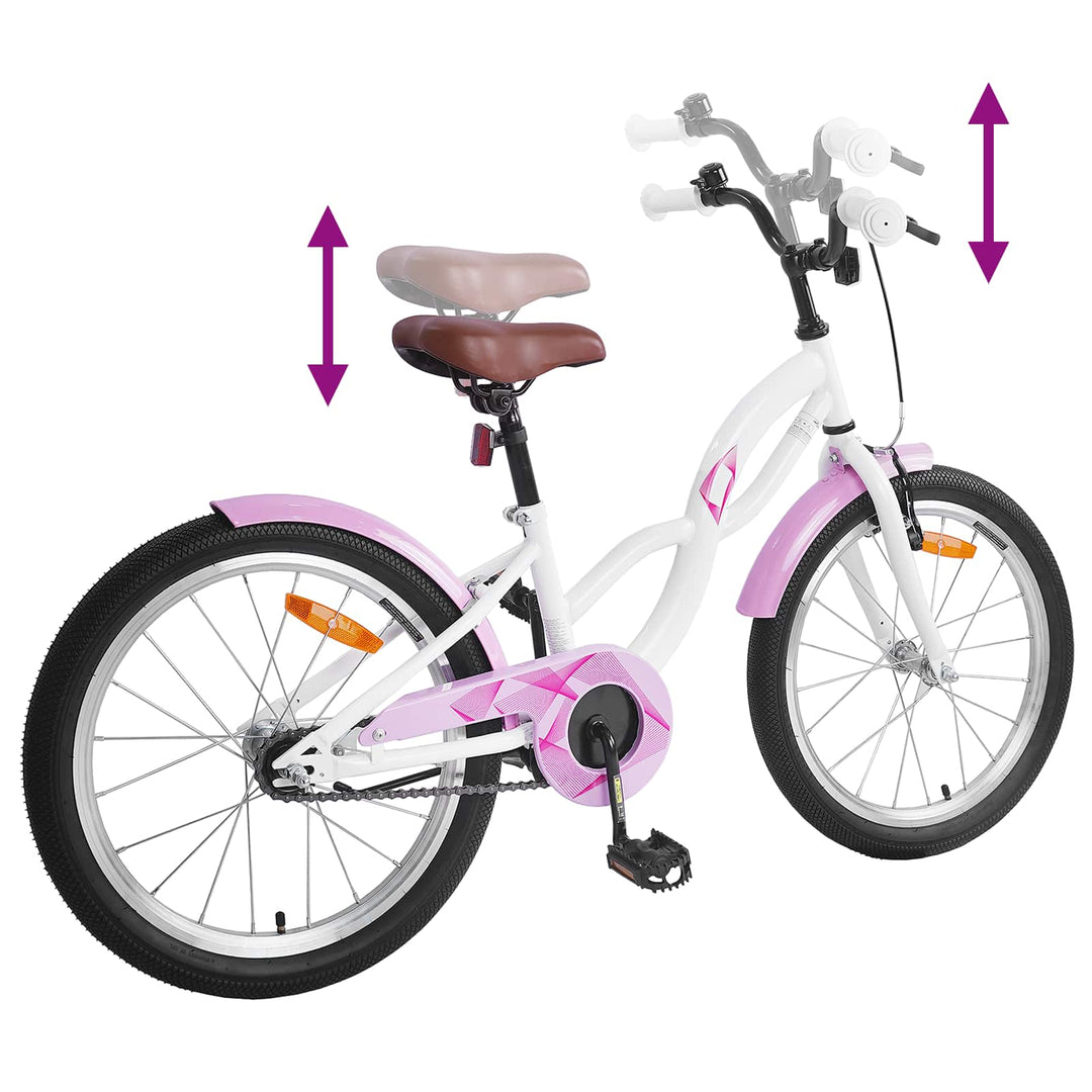Børnecykel 18 tommer til 5-7 år gammel Hvid