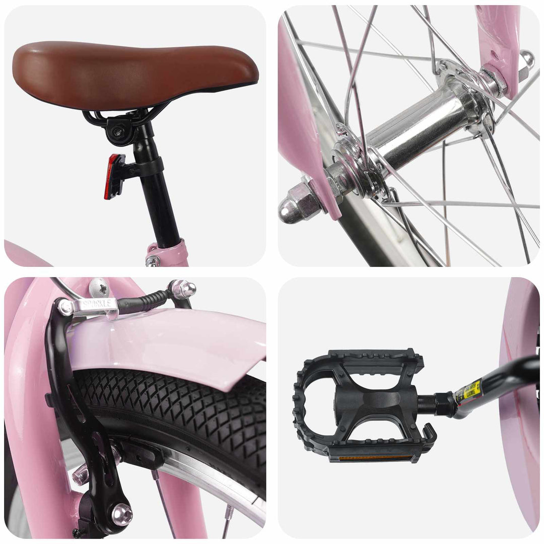 Børnecykel 18 tommer til 5-7 år gammel Lys pink