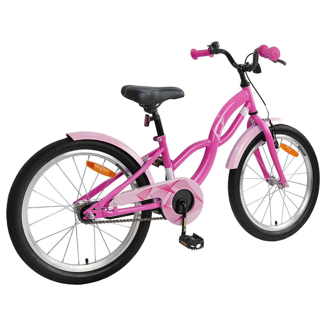 Børnecykel 18 tommer til 5-7 år gammel Mørk pink