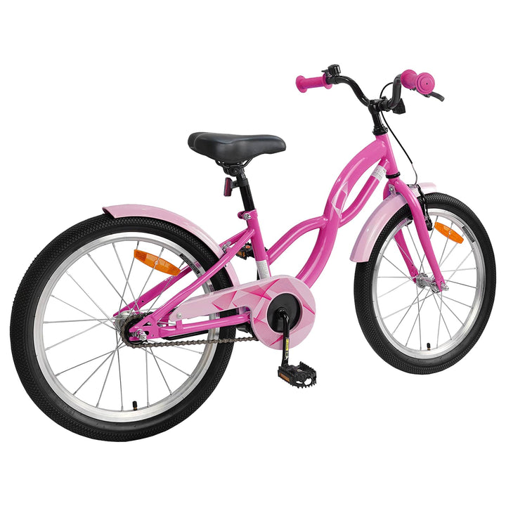 Børnecykel 18 tommer til 5-7 år gammel Mørk pink