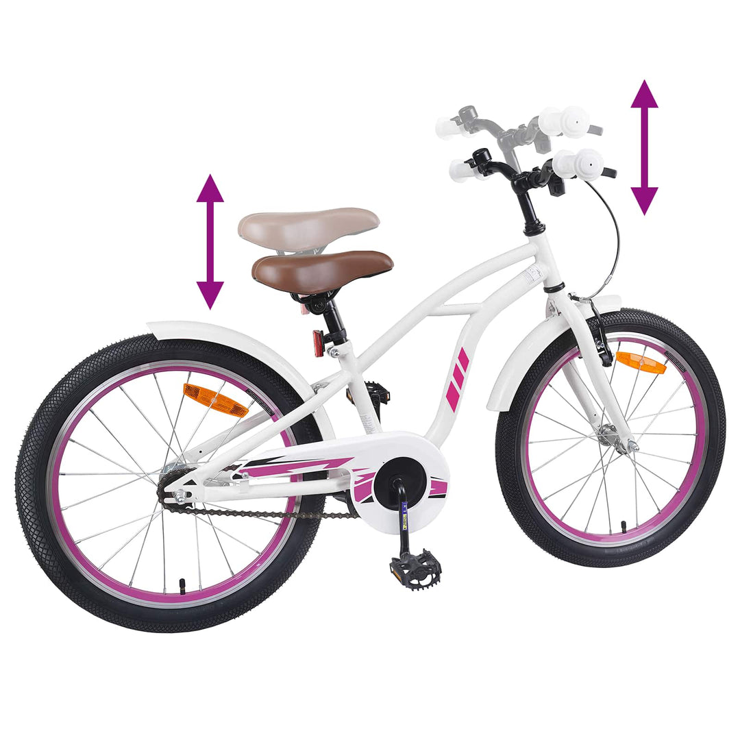Børnecykel 18 tommer til 5-7 år gammel Hvid