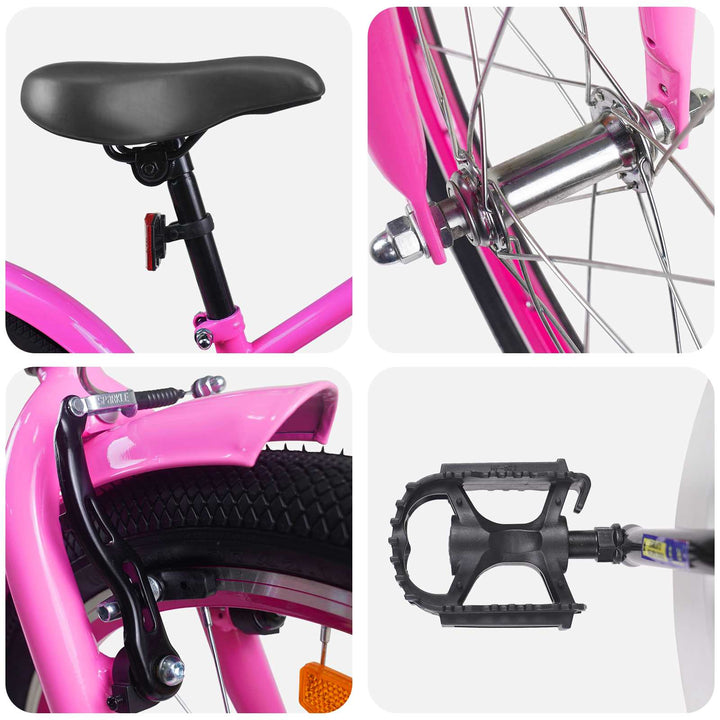Børnecykel 18 tommer til 5-7 år gammel Mørk pink