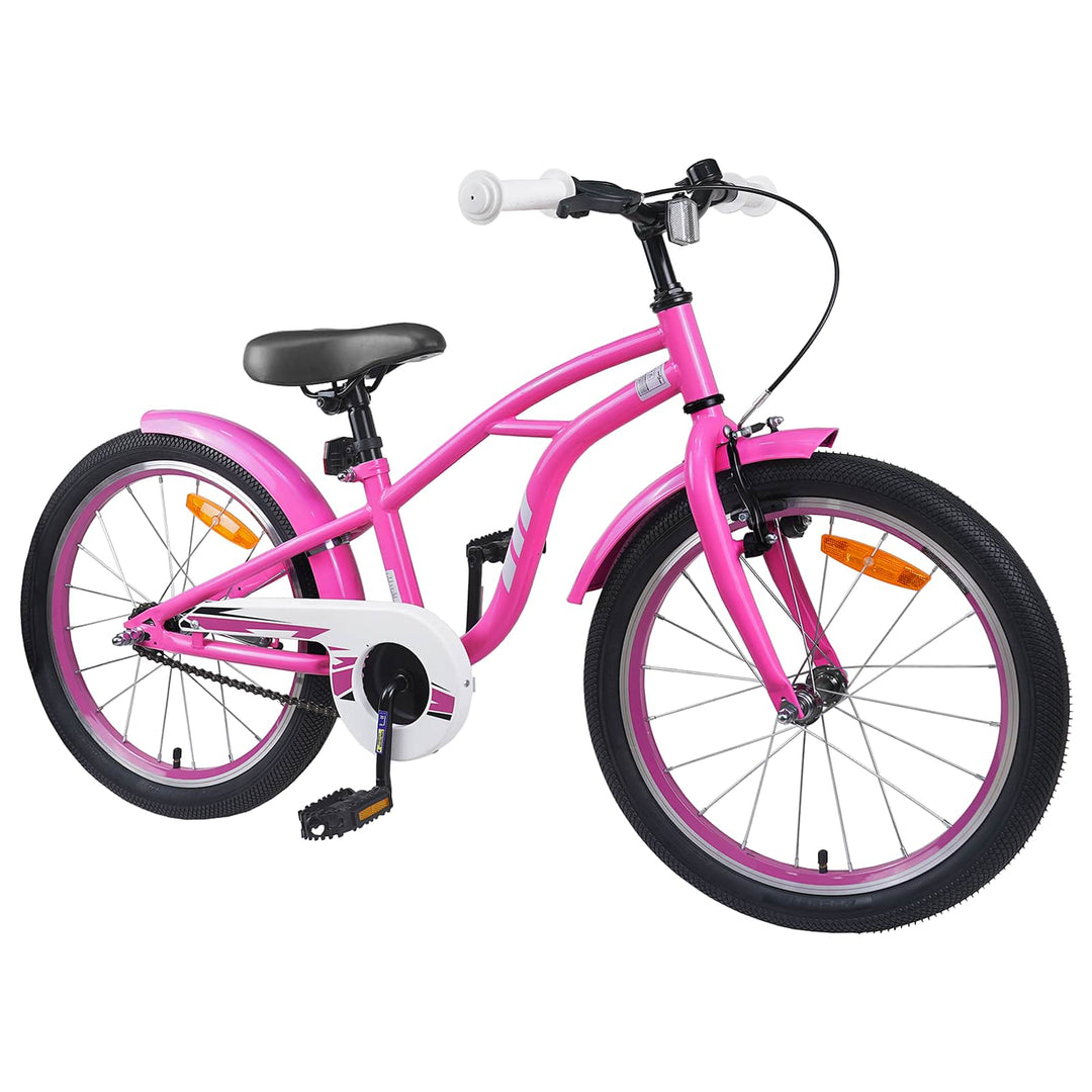 Børnecykel 18 tommer til 5-7 år gammel Mørk pink