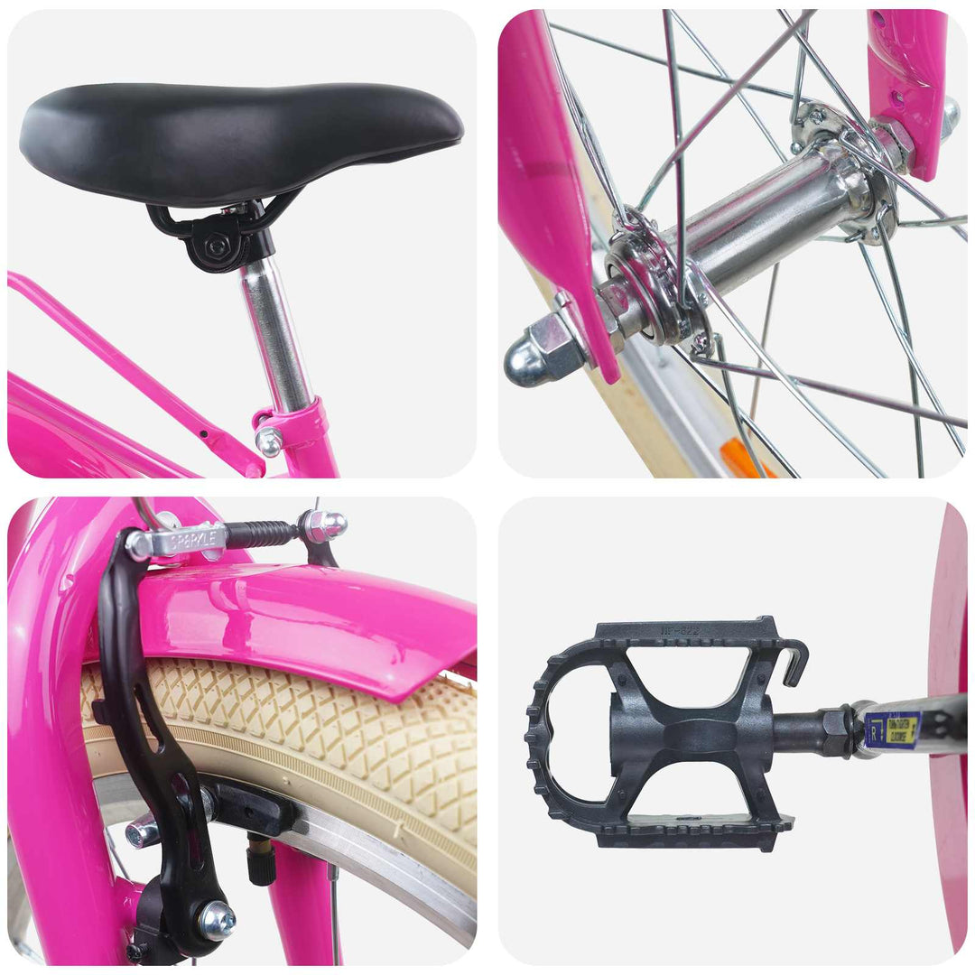 Børnecykel 20 tommer til børn i alderen 6-11 år Mørk pink