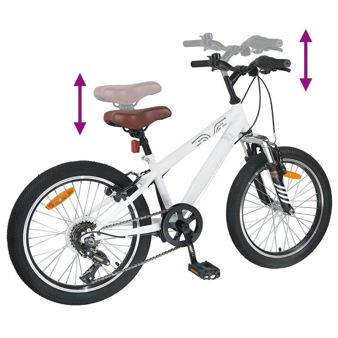 Mountainbike 20 tommer 6-hastighed til 5-8 år gamle Hvid