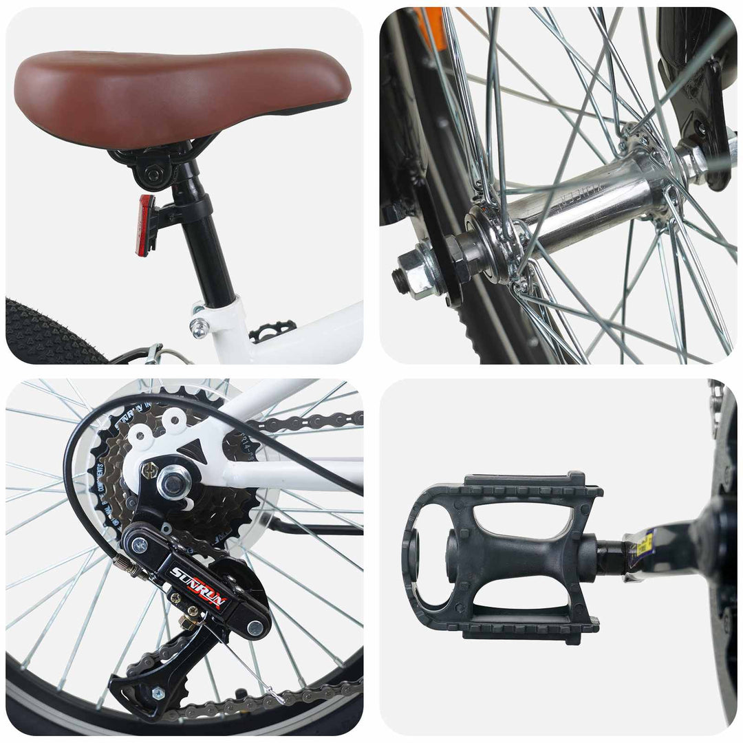 Mountainbike 24 tommer 6-hastighed til 8-12 år Hvid