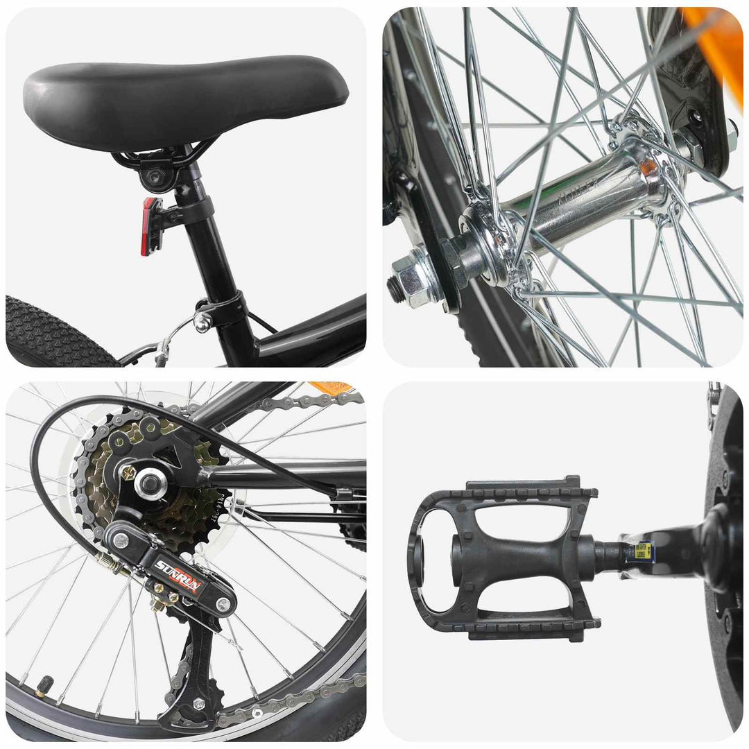 Mountainbike 20 tommer 6-hastighed til 5-8 år gamle Sort