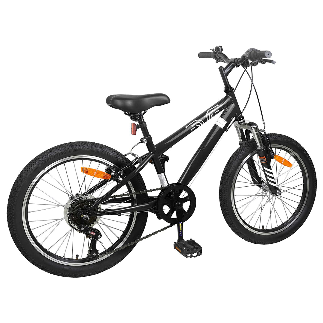 Mountainbike 20 tommer 6-hastighed til 5-8 år gamle Sort