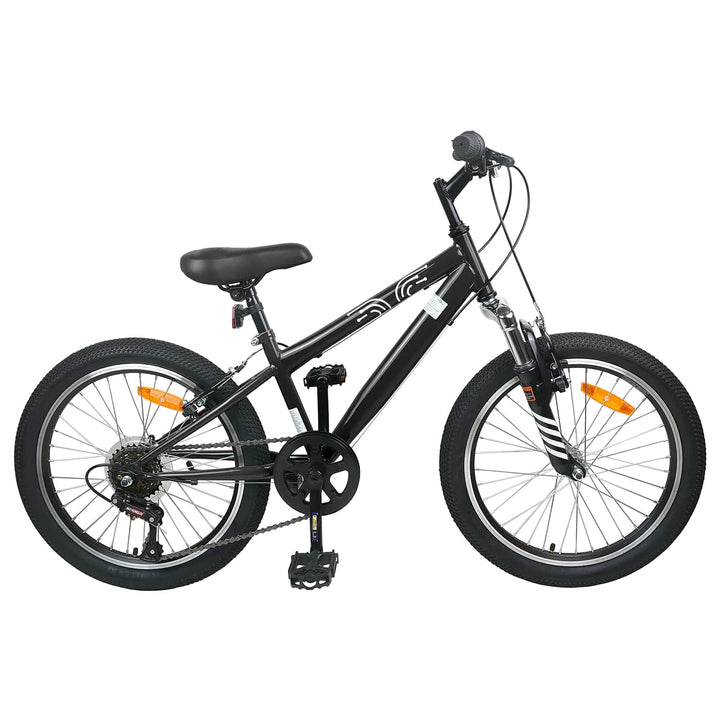 Mountainbike 20 tommer 6-hastighed til 5-8 år gamle Sort