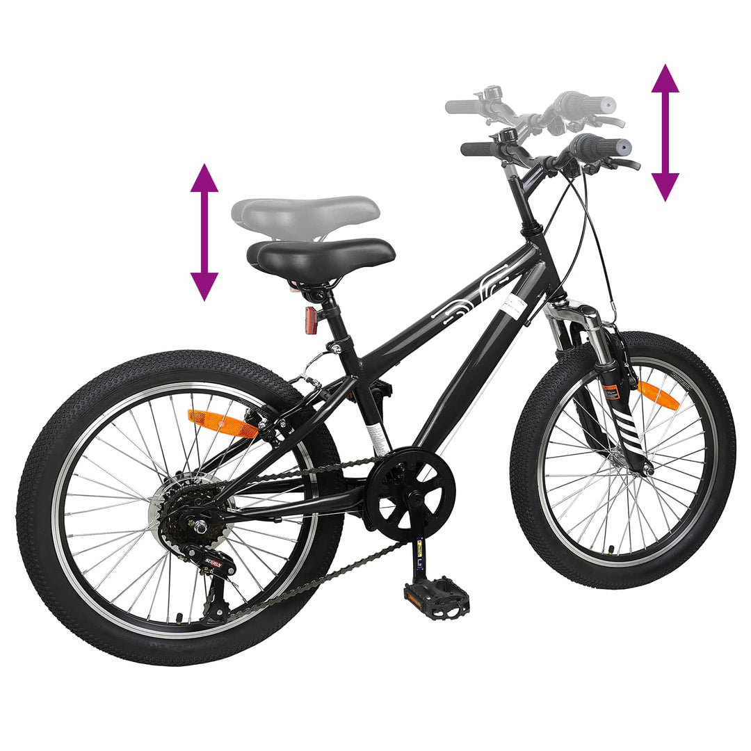 Mountainbike 24 tommer 6-hastighed til 8-12 år Sort