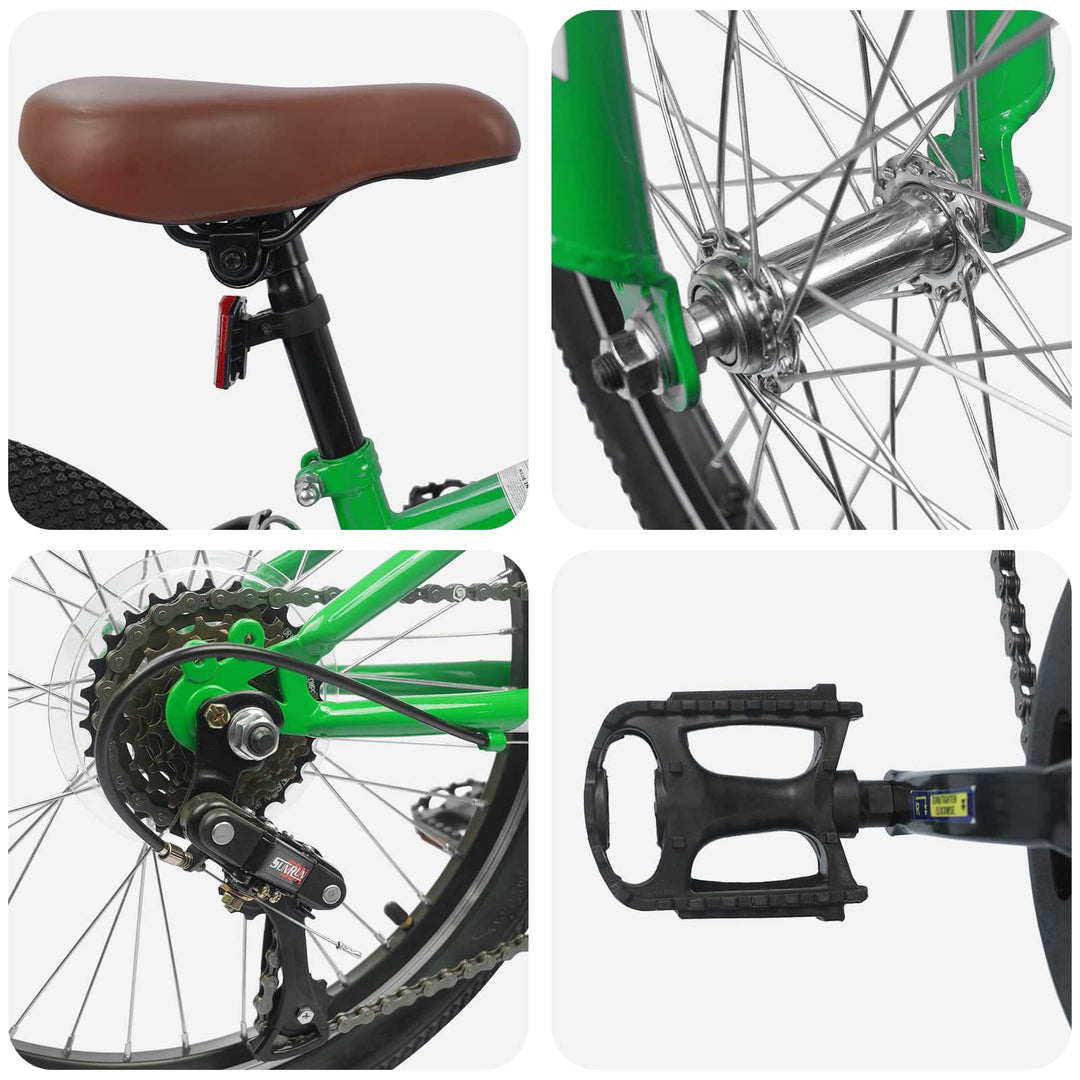 Mountainbike 20 tommer 6-Speed til 5-8 år gamle Grøn