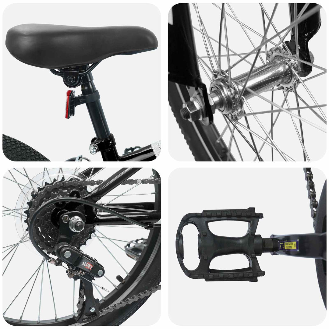 Mountainbike 20 tommer 6-hastighed til 5-8 år gamle Sort