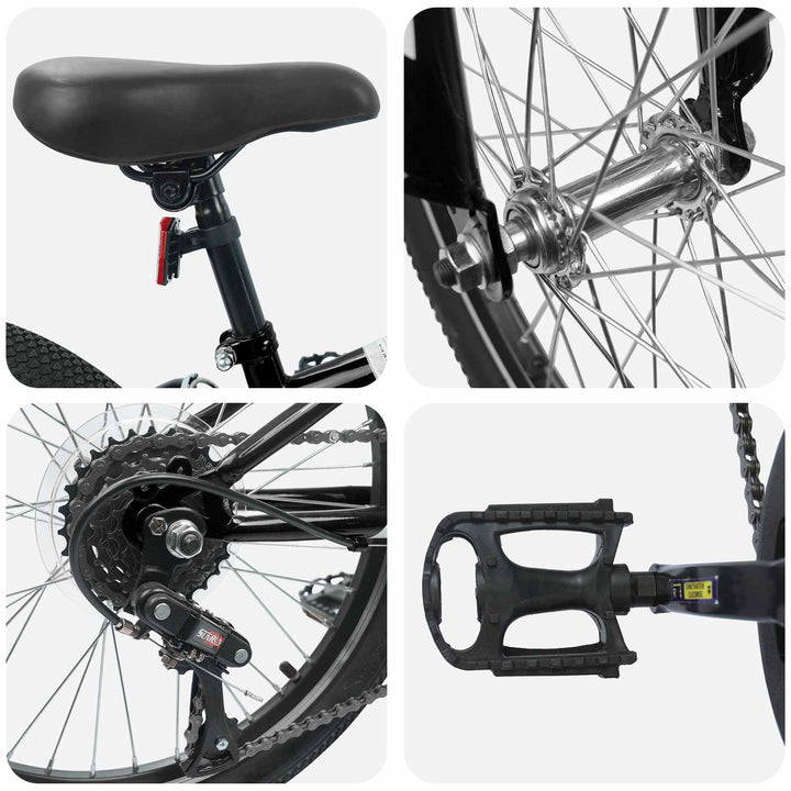Mountainbike 20 tommer 6-hastighed til 5-8 år gamle Sort