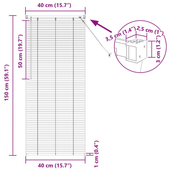 Persienner Hvid 150 x 40 cm 25 mm PVC