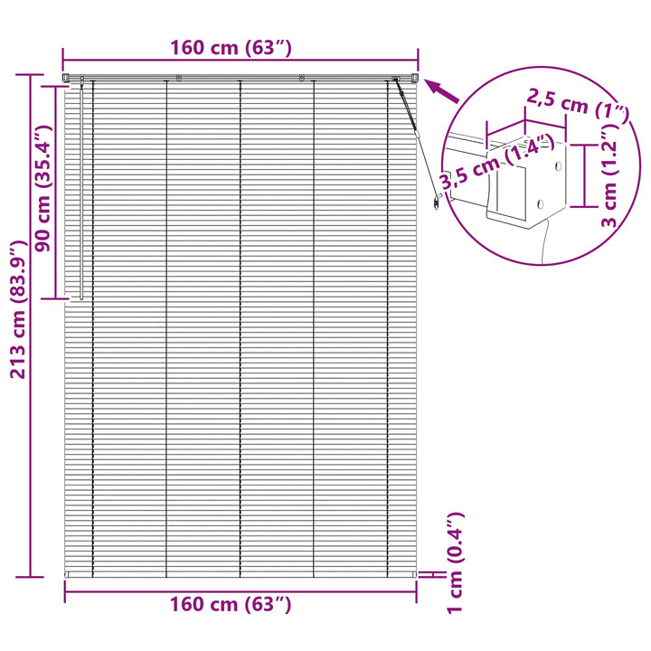 Persienner Hvid 213 x 160 cm 25 mm PVC