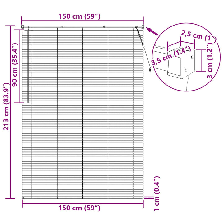Persienner Sort 213 x 150 cm 25 mm PVC