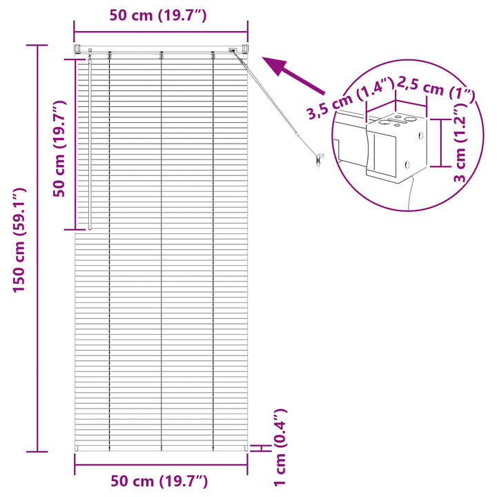 Persienner Lys Brun med Mønster 150 x 50 cm 25 mm PVC