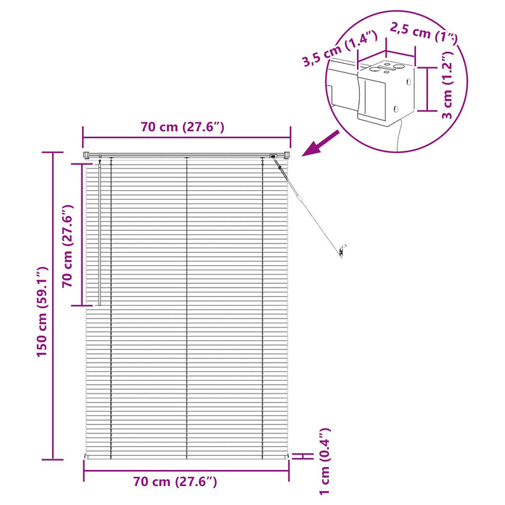 Persienner Lys Brun med Mønster 150 x 70 cm 25 mm PVC