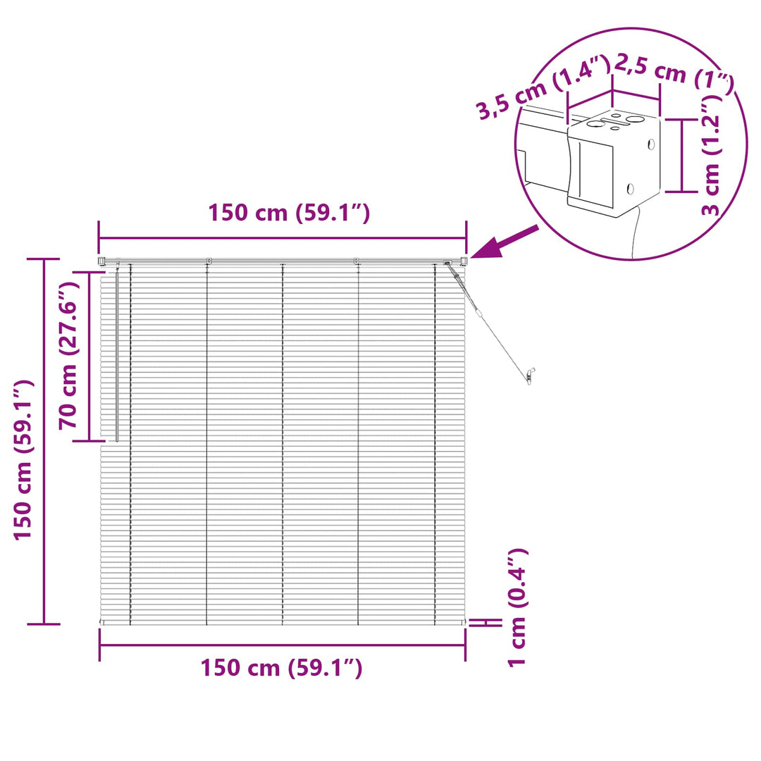 Persienner Lys Brun med Mønster 150 x 150 cm 25 mm PVC
