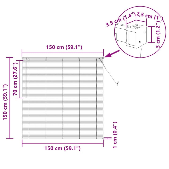 Persienner Lys Brun med Mønster 150 x 150 cm 25 mm PVC