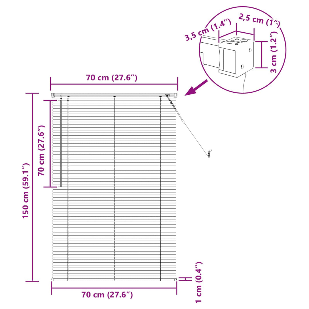 Persienner Mørk Brun med Mønster 150 x 70 cm 25 mm PVC