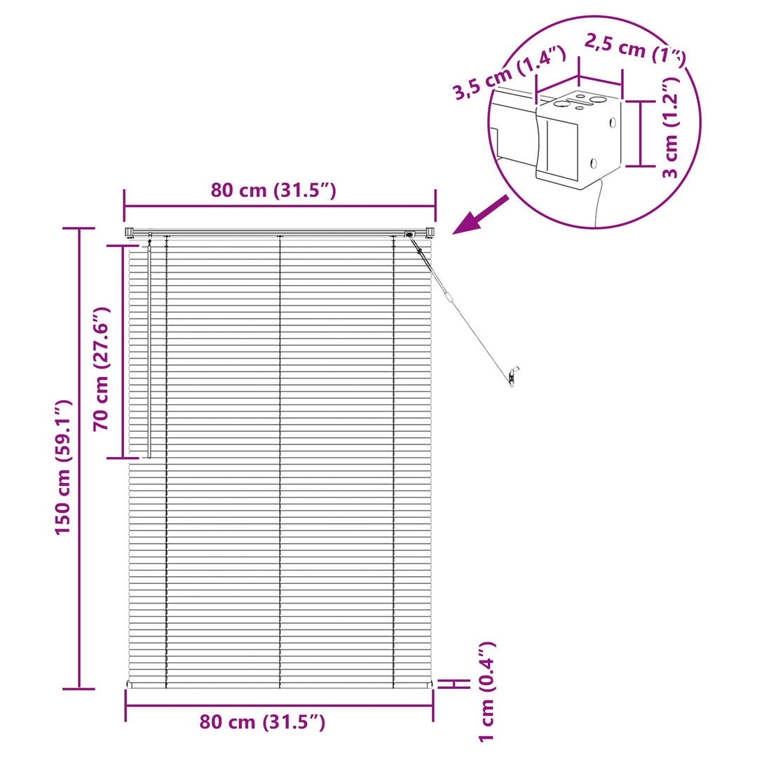 Persienner Mørk Brun med Mønster 150 x 80 cm 25 mm PVC