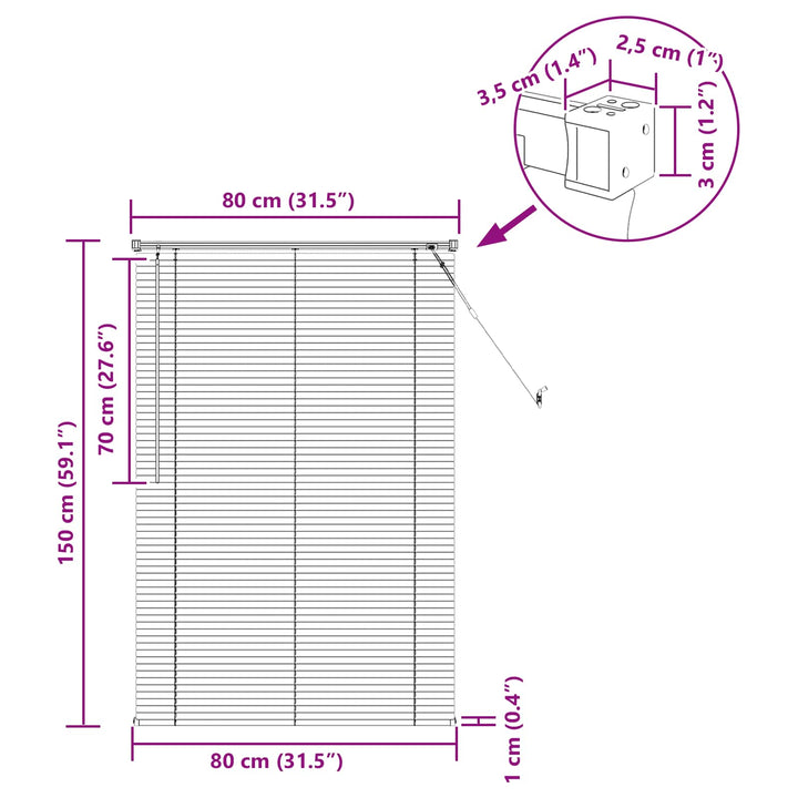 Persienner Mørk Brun med Mønster 150 x 80 cm 25 mm PVC