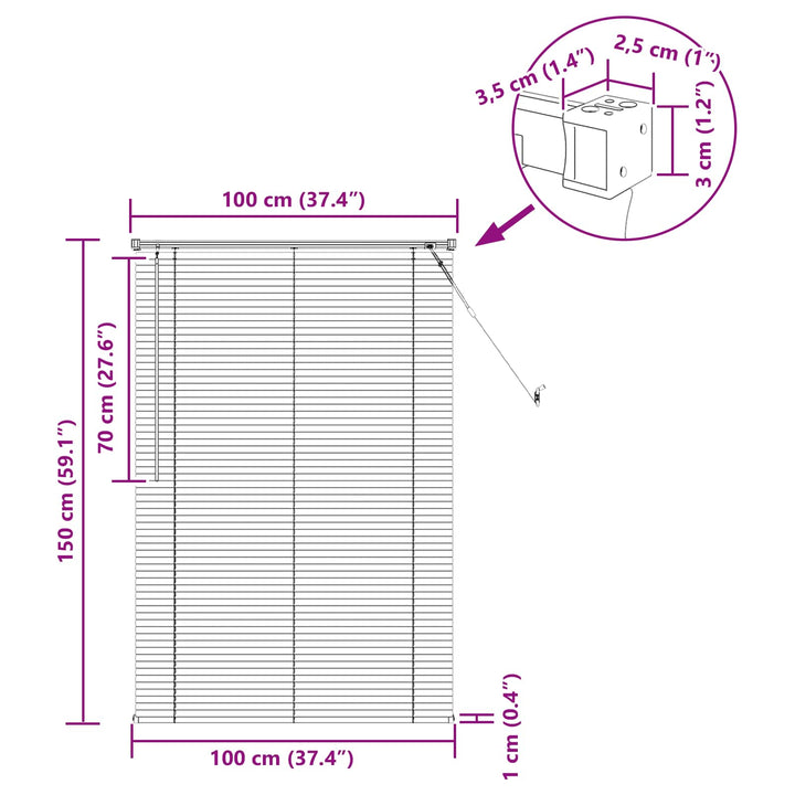 Persienner Mørk Brun med Mønster 150 x 100 cm 25 mm PVC