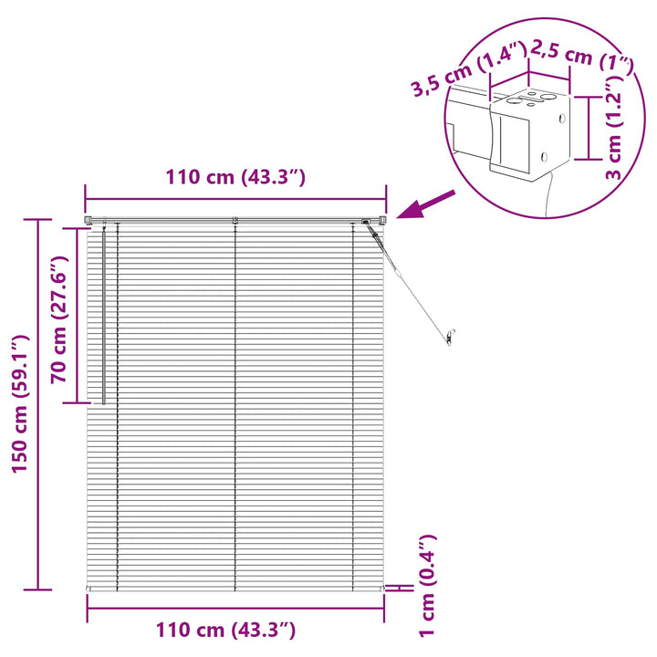 Persienner Mørk Brun med Mønster 150 x 110 cm 25 mm PVC