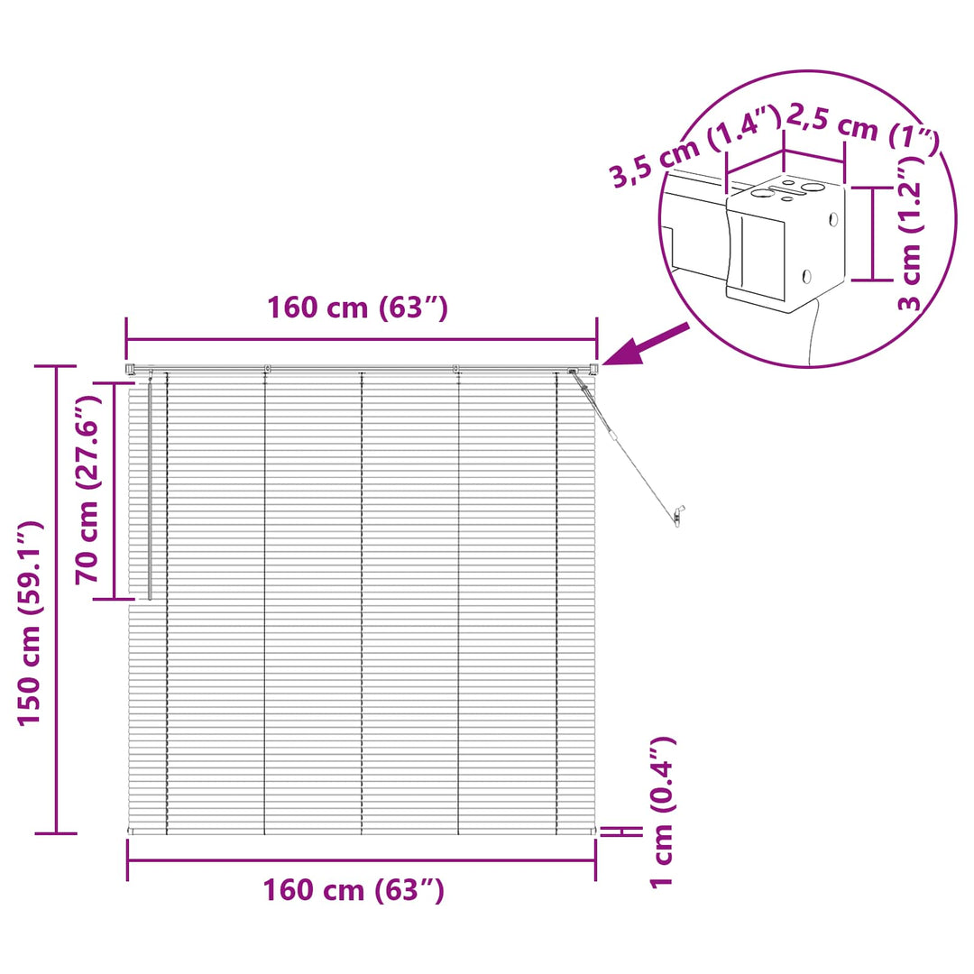 Persienner Mørk Brun 160 x 150 cm 25 mm PVC