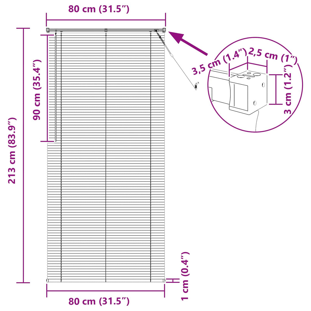 Persienner Mørk Brun med Mønster 213 x 80 cm 25 mm PVC