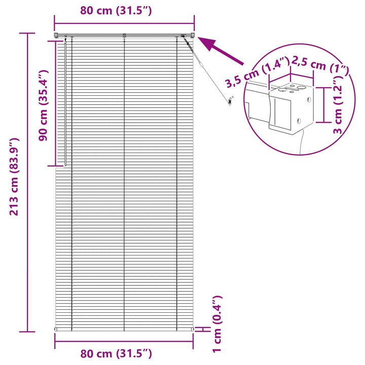 Persienner Mørk Brun med Mønster 213 x 80 cm 25 mm PVC