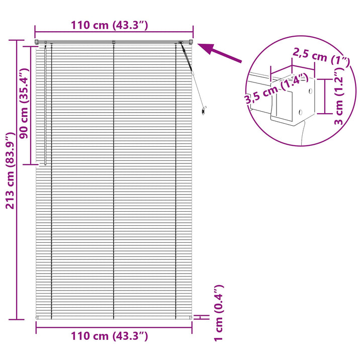 Persienner Mørk Brun med Mønster 213 x 110 cm 25 mm PVC