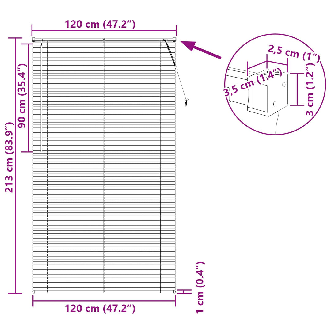 Persienner Mørk Brun med Mønster 213 x 120 cm 25 mm PVC