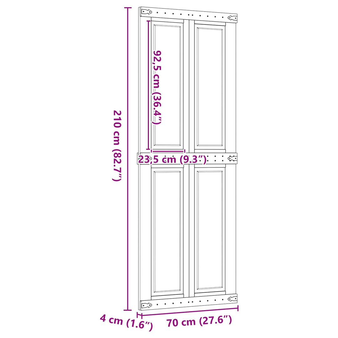 Ladedør Corona HonningBrun 70 x 210 cm Massivt fyrretræ