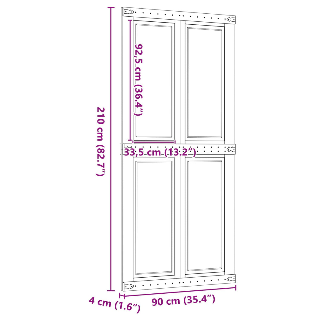 Ladedør Corona HonningBrun 90 x 210 cm Massivt fyrretræ
