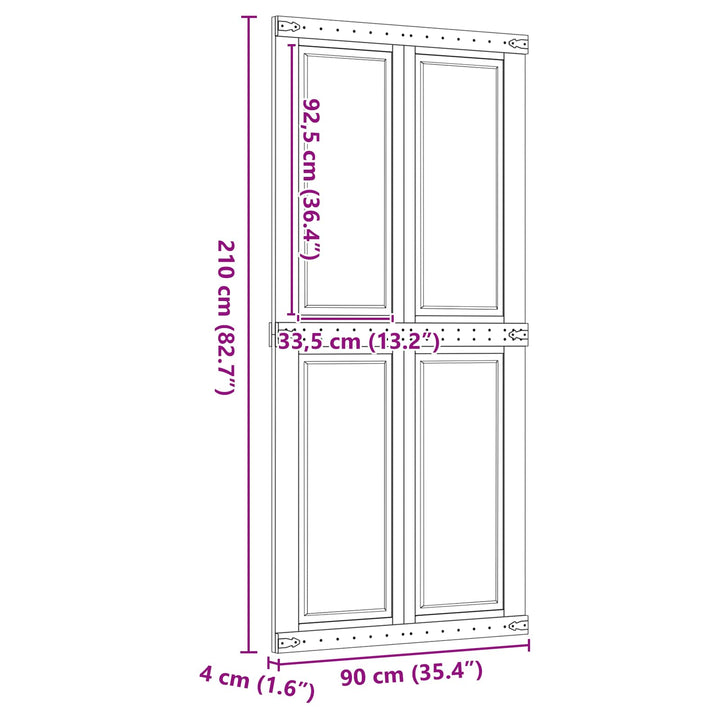 Ladedør Corona HonningBrun 90 x 210 cm Massivt fyrretræ