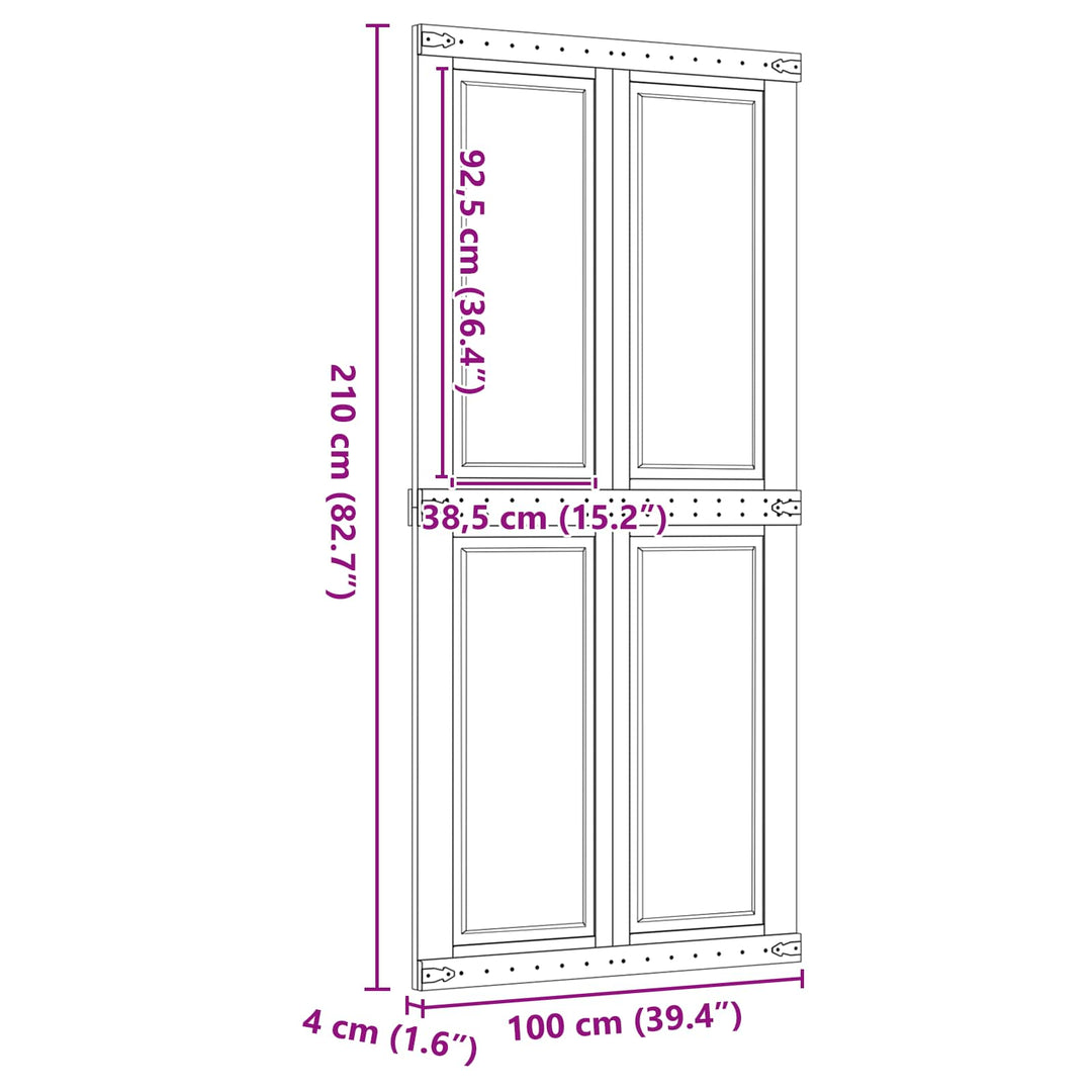 Ladedør Corona HonningBrun 100 x 210 cm Massivt fyrretræ