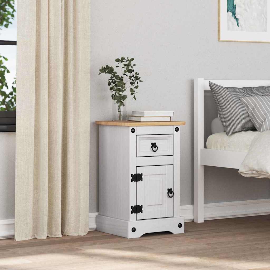 Sengebord Corona Hvid 35 x 32,5 x 58 cm Massiv fyrretræ
