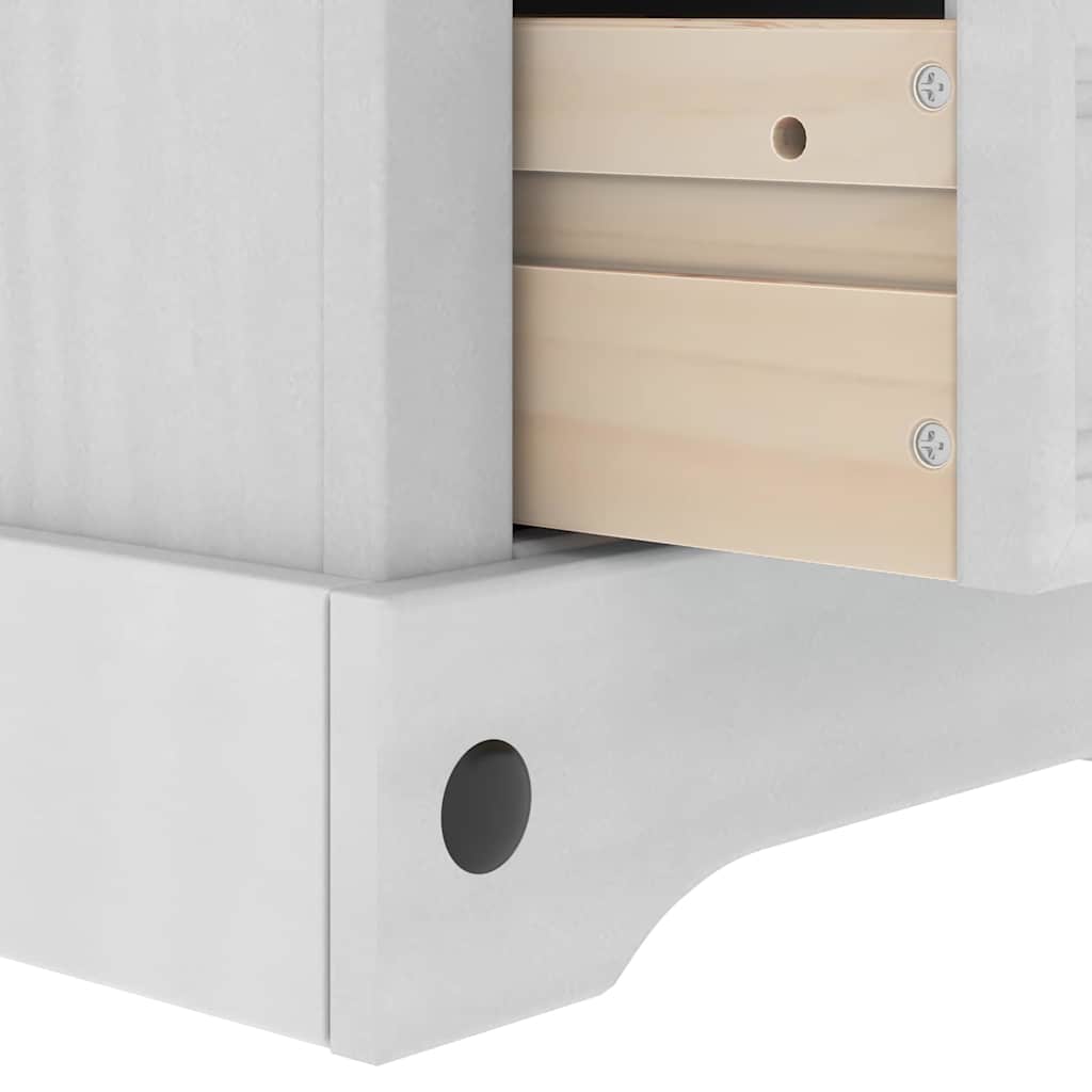 Sengebord Corona Hvid 35 x 32,5 x 74 cm Massiv fyrretræ