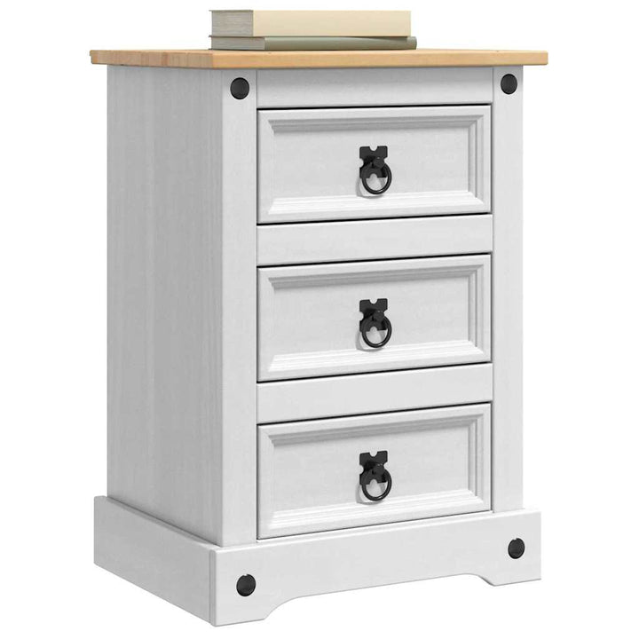 Sengebord Corona Hvid 45 x 35 x 64 cm Massiv fyrretræ
