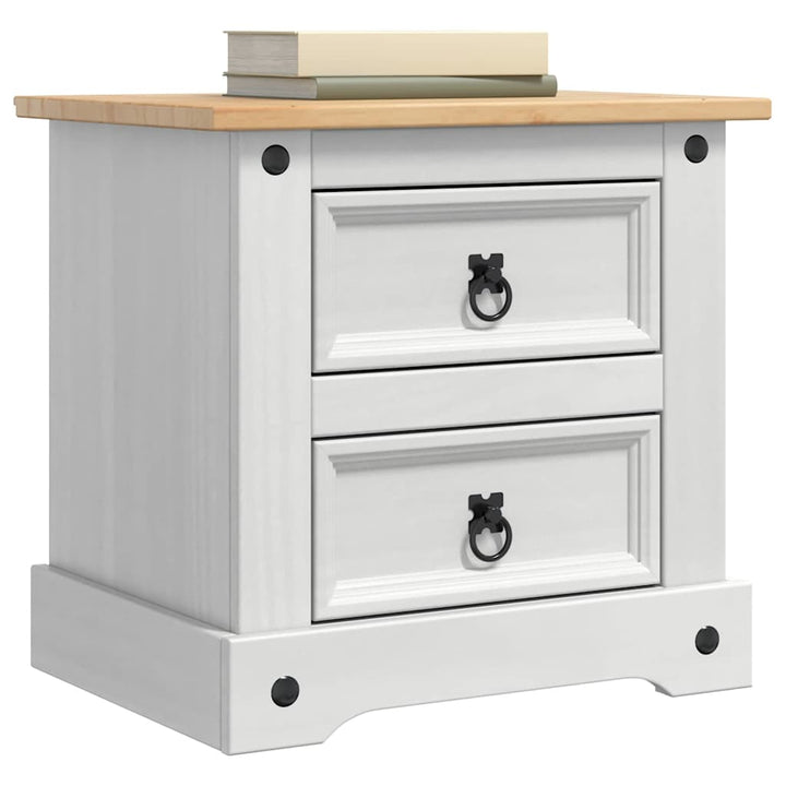 Sengebord Corona Hvid 53 x 39 x 47 cm Massiv fyrretræ