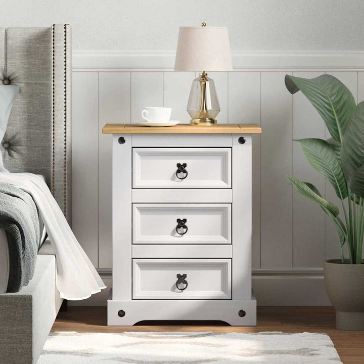 Sengebord Corona Hvid 53 x 39 x 66 cm Massiv fyrretræ